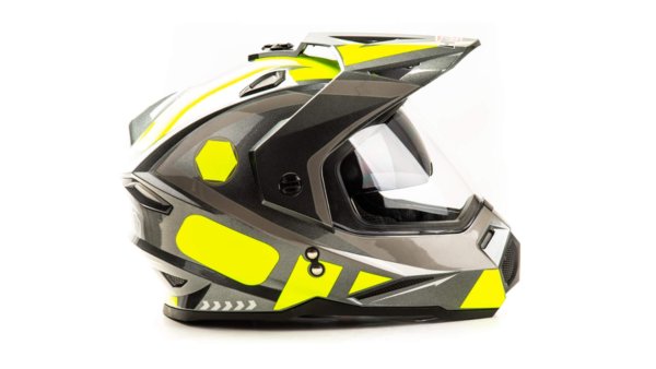 Шлем мото мотард HIZER J6802 #1 (XL) gray/lemon (2 визора)