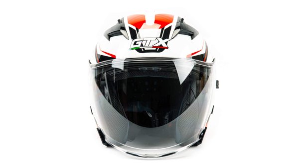 Шлем мото открытый GTX 278 #3 (XL) WHITE/RED BLACK (2 визора)