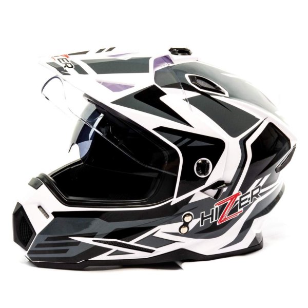 Шлем мото мотард HIZER J6802 #4 (M) white/gray (2 визора)